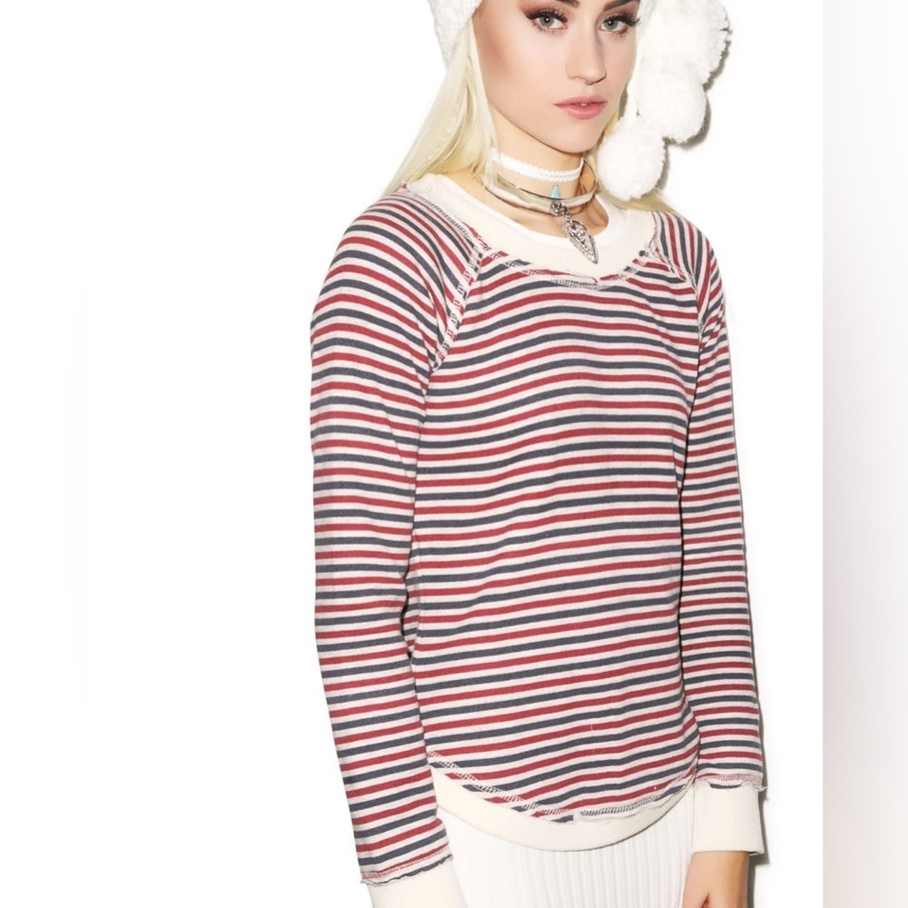 NWT Chaser Sweatshirt Striped Cotton Blend